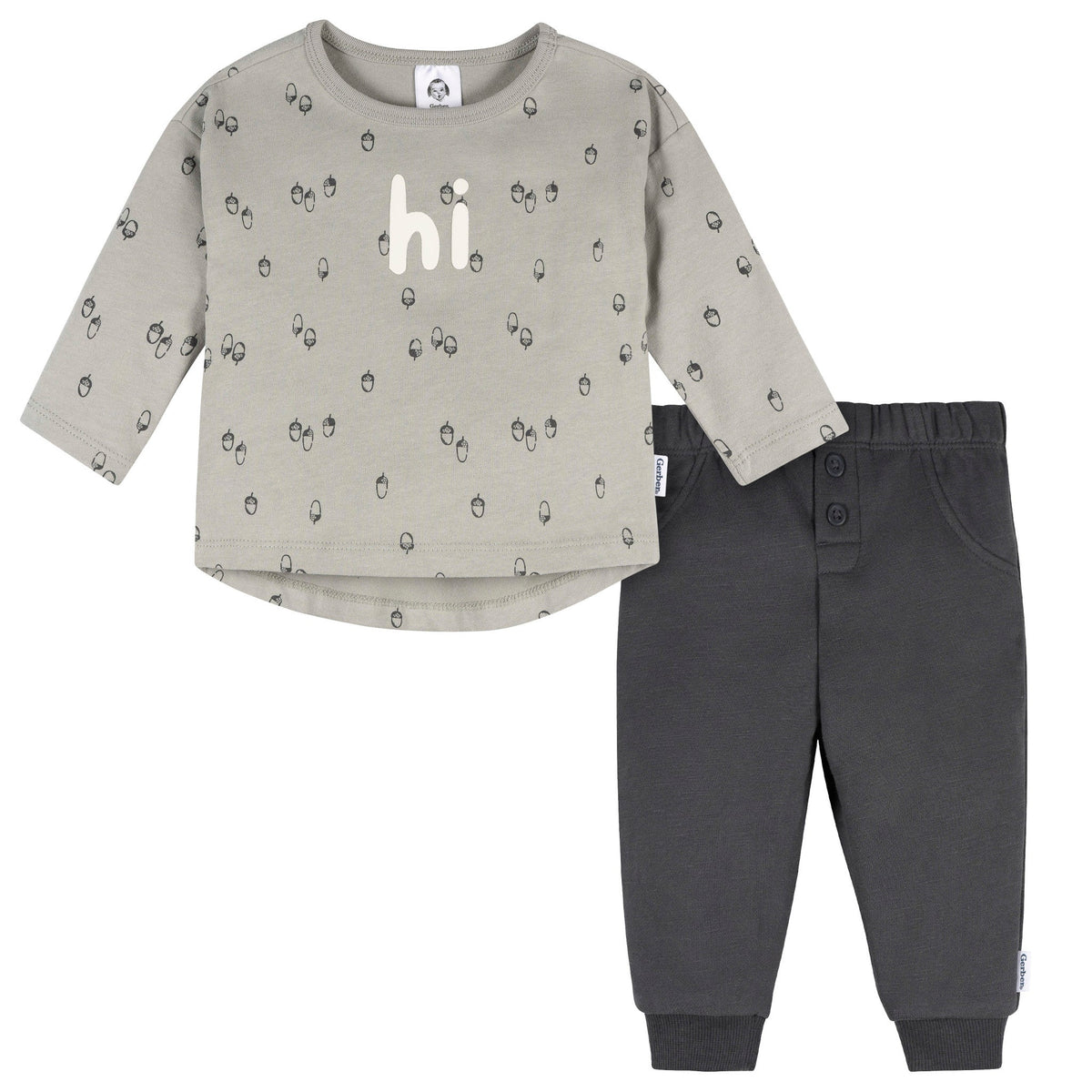 2-Piece Baby Boys Gray Arcon Top & Joggers