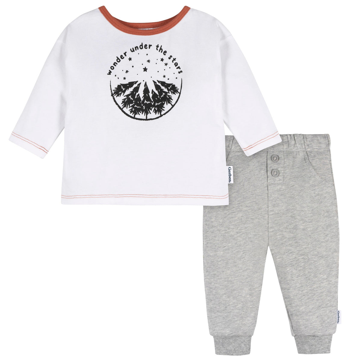 2-Piece Baby Boys White Top & Joggers