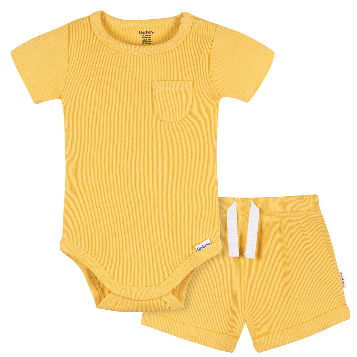 2-Piece Baby Boys Yellow Bodysuit & Shorts Set