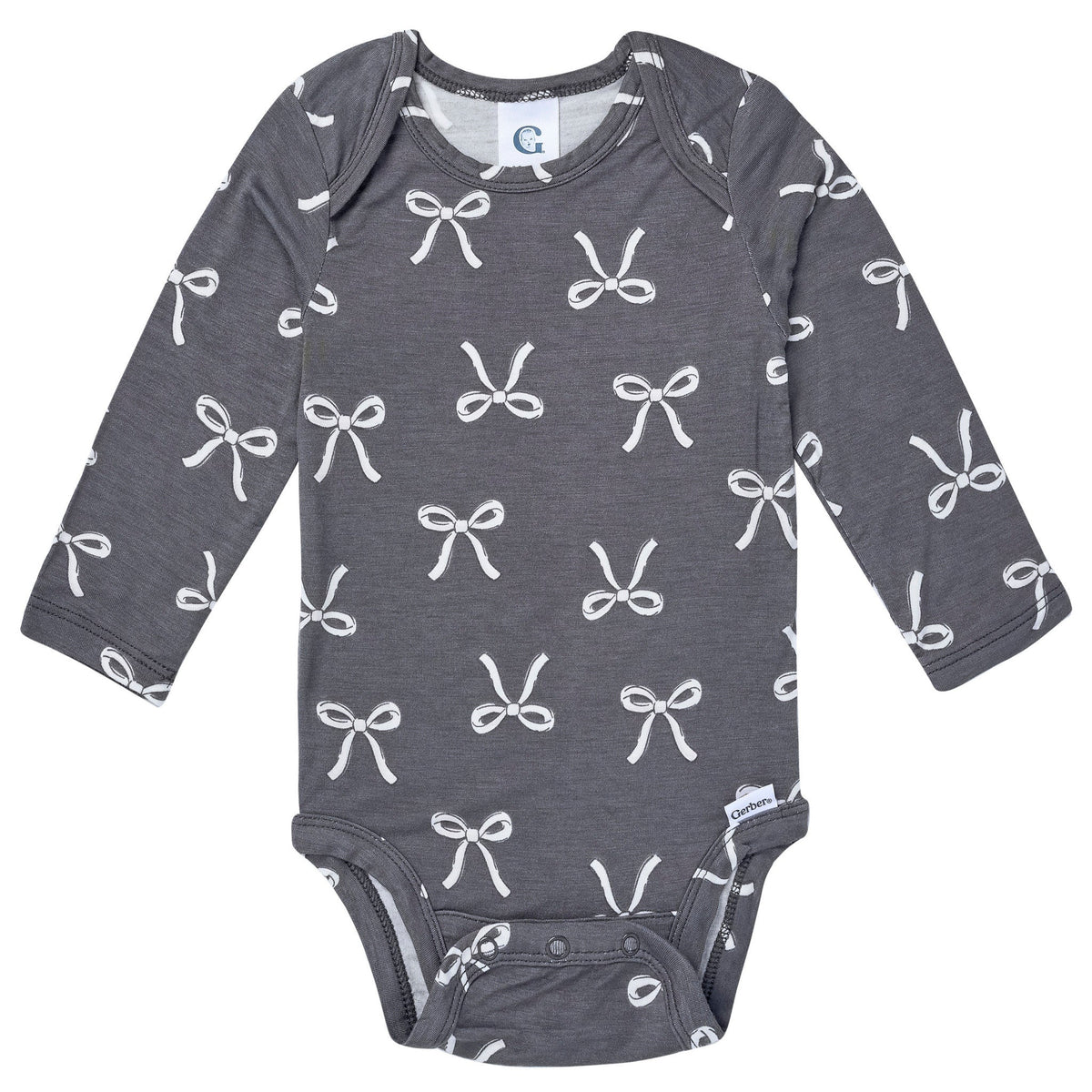 2-Piece Baby Girls Gray Bow Onesie® Pant Set-Gerber Childrenswear Wholesale