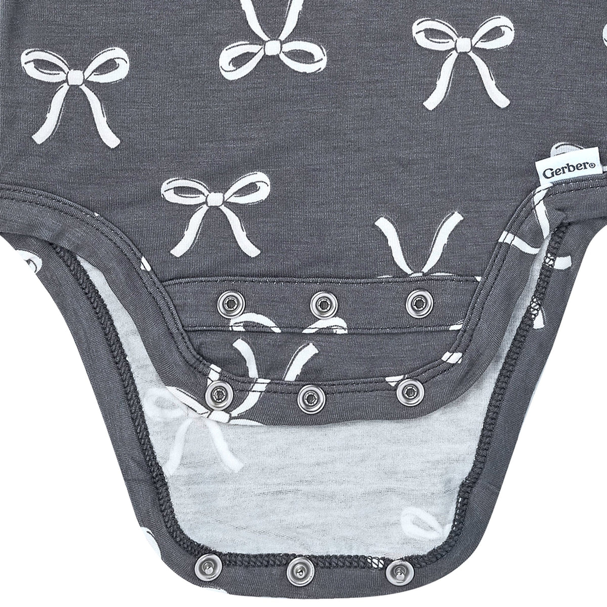 2-Piece Baby Girls Gray Bow Onesie® Pant Set-Gerber Childrenswear Wholesale