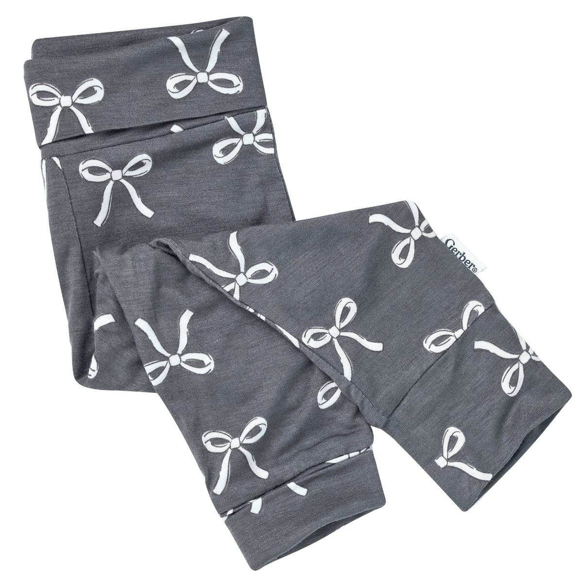 2-Piece Baby Girls Gray Bow Onesie® Pant Set-Gerber Childrenswear Wholesale