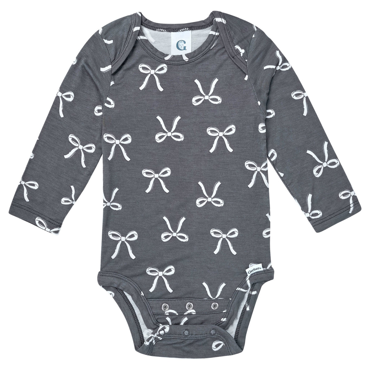 2-Piece Baby Girls Gray Bow Onesie® Pant Set-Gerber Childrenswear Wholesale
