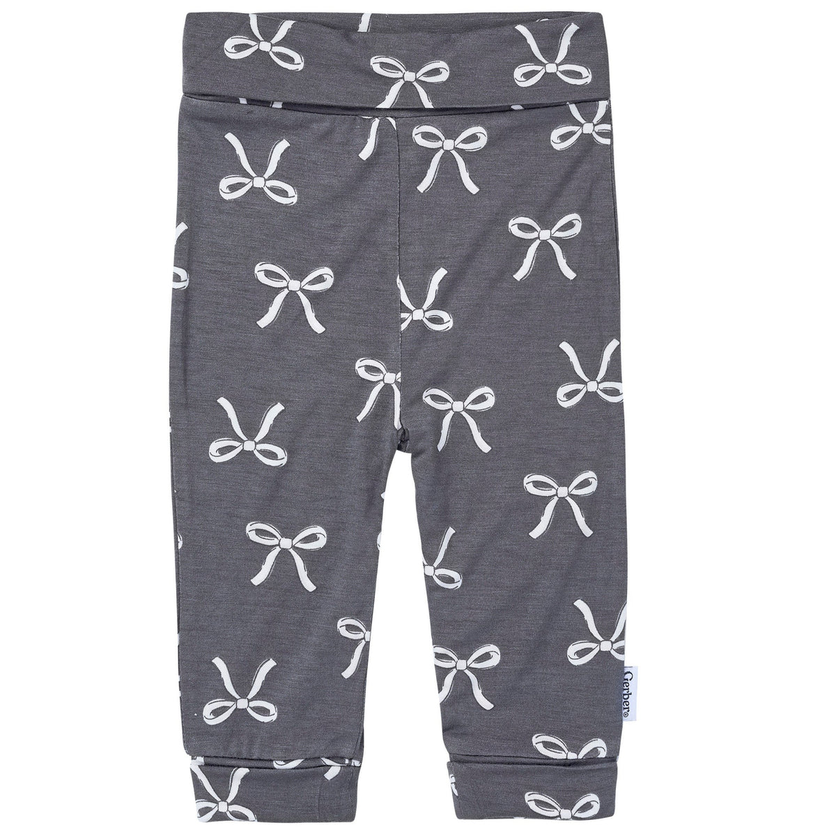 2-Piece Baby Girls Gray Bow Onesie® Pant Set-Gerber Childrenswear Wholesale