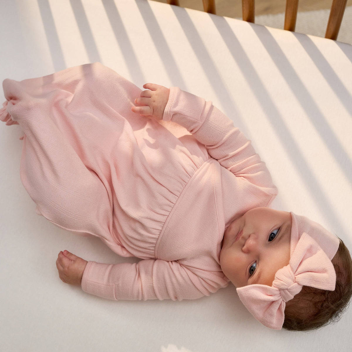 2-Piece Baby Girls Pink Dogwood Gown & Hat Set
