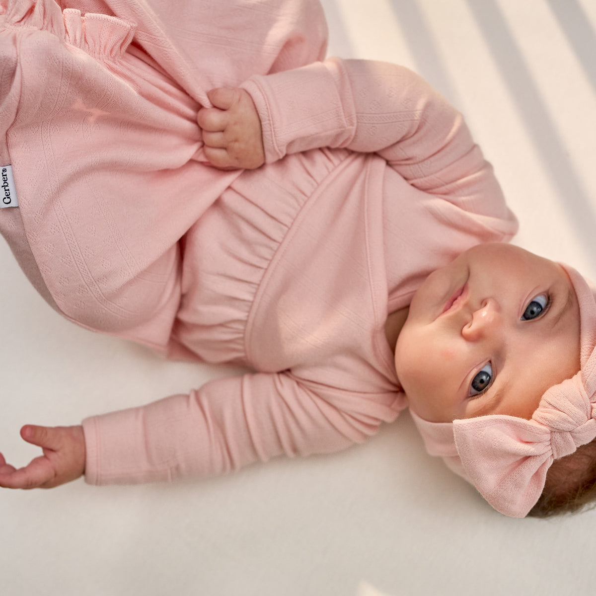 2-Piece Baby Girls Pink Dogwood Gown & Hat Set