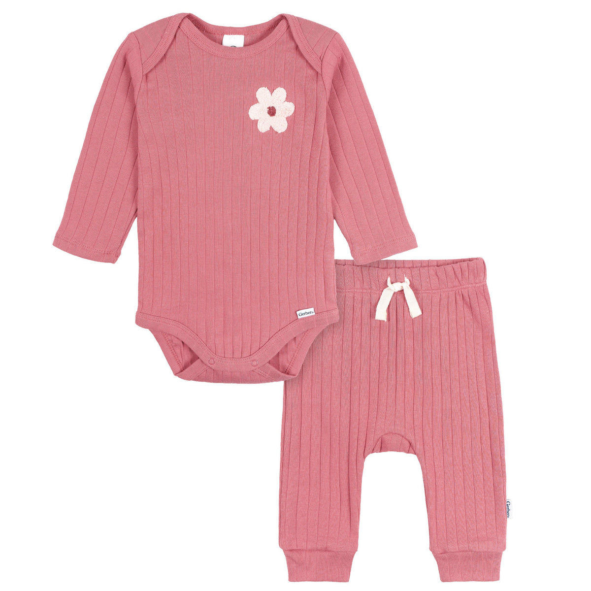 2-Piece Baby Girls Rose Bodysuit and Pant Set-Gerber Childrenswear Wholesale