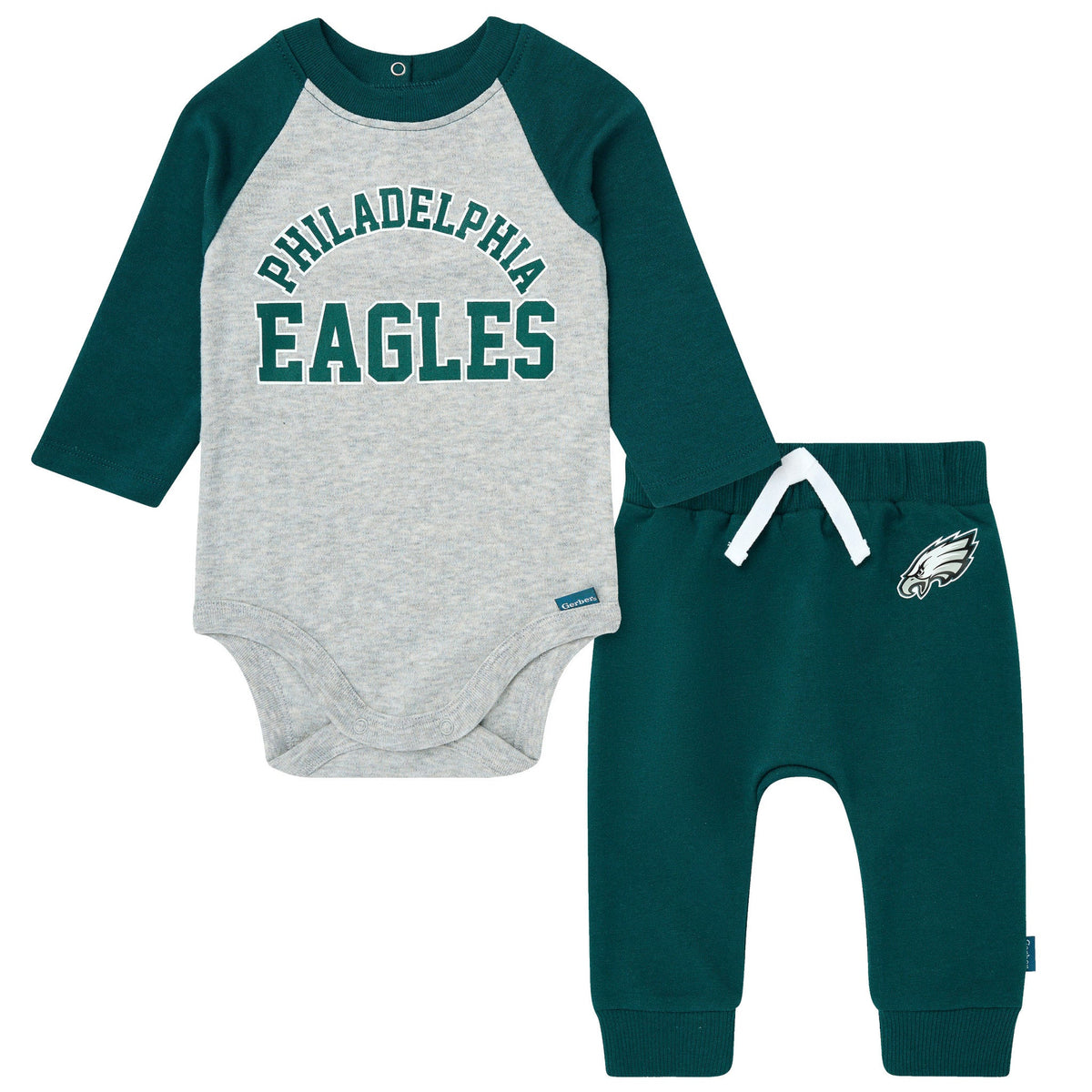 2-Piece Baby Neutral Philadelphia Eagles Bodysuit and Jogger Set