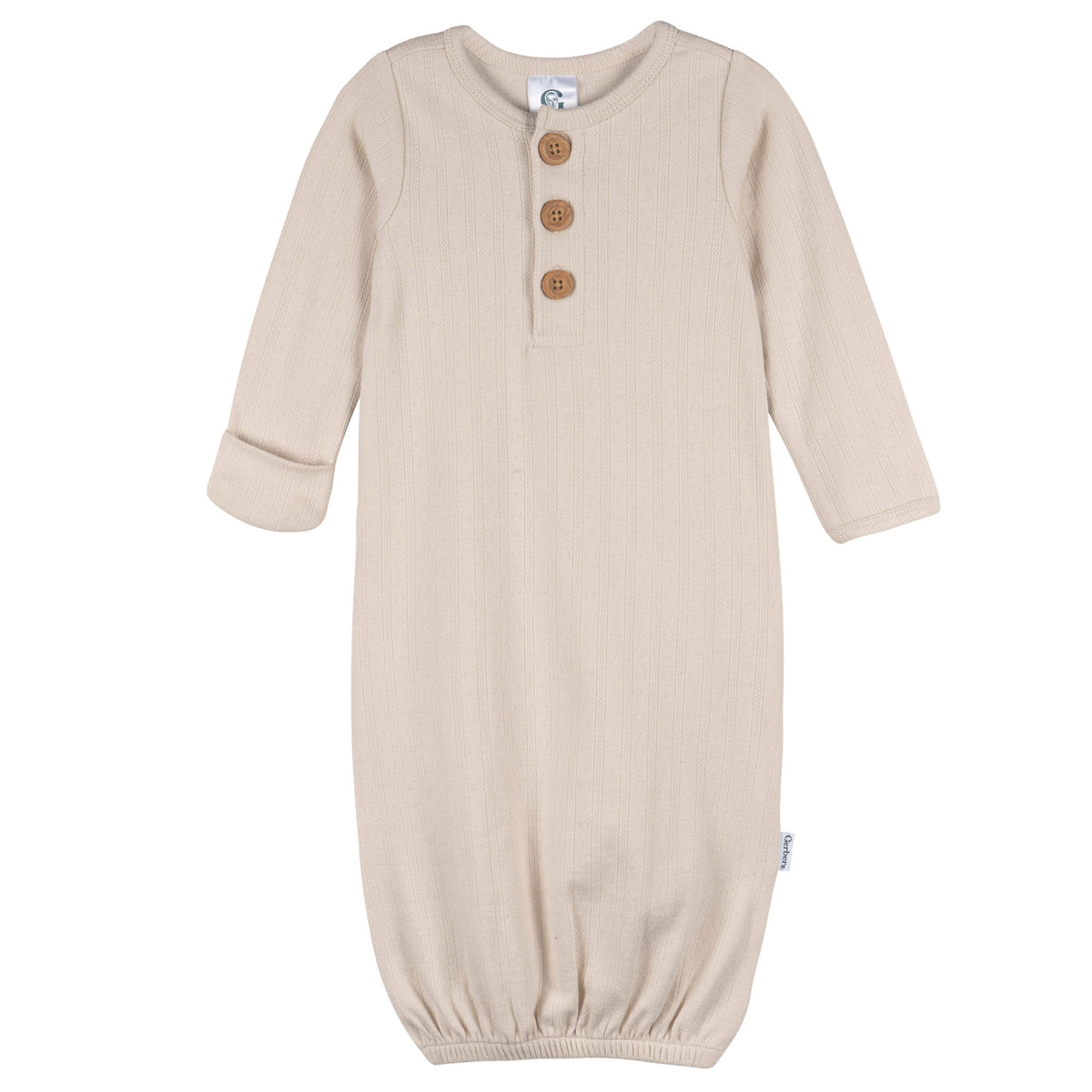 2-Piece Baby Neutral Oat Milk Gown & Hat Set