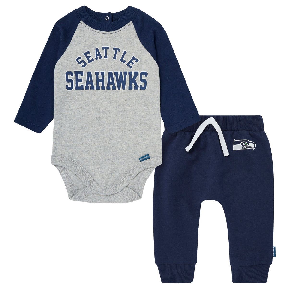 2-Piece Baby Neutral Seattle Seahawks Bodysuit and Jogger Set