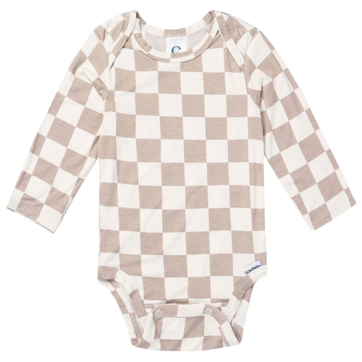 2-Piece Baby Neutral Taupe Check Onesie® Pant Set-Gerber Childrenswear Wholesale