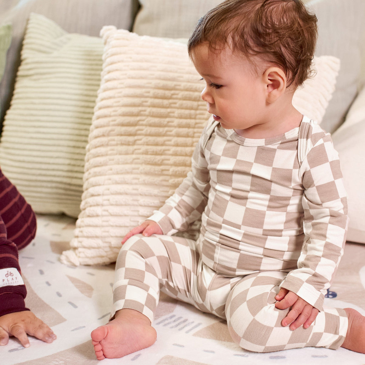 2-Piece Baby Neutral Taupe Check Onesie® Pant Set-Gerber Childrenswear Wholesale