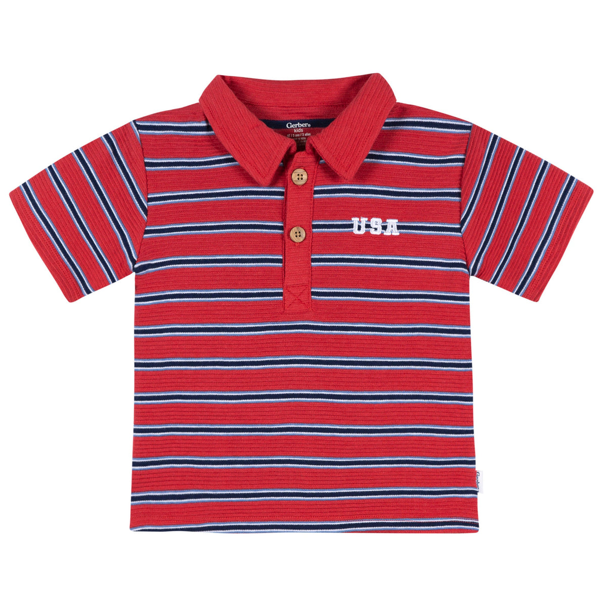 2-Piece Infant & Toddler Boys Red & Blue Polo Shirt and Shorts Set, view 2