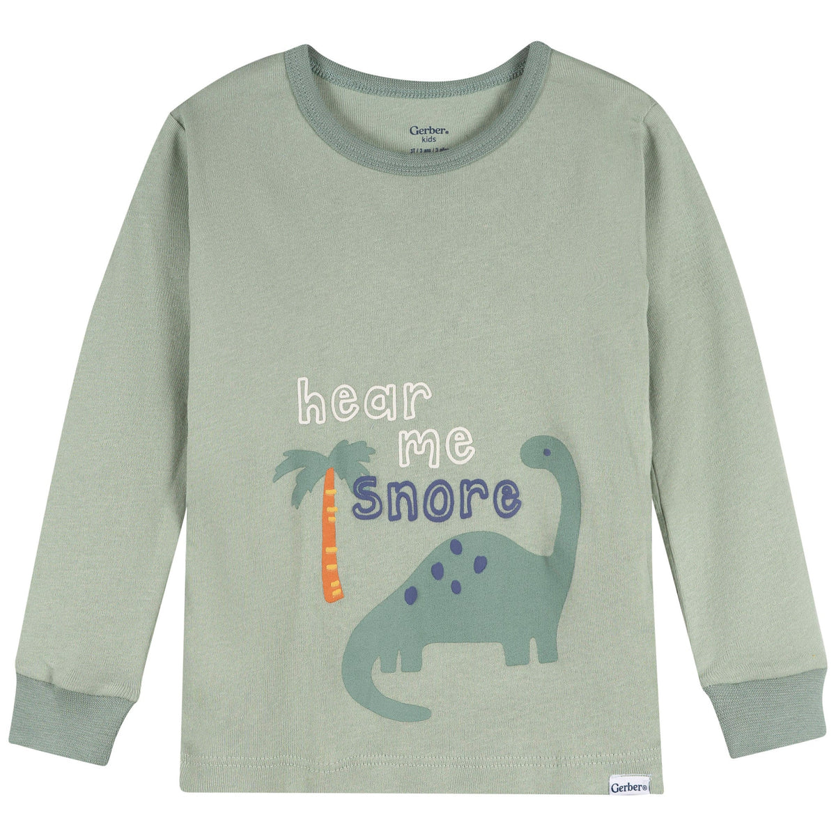 2-Piece Infant & Toddler Boys Green Dino Cotton Pajama Set, view 2
