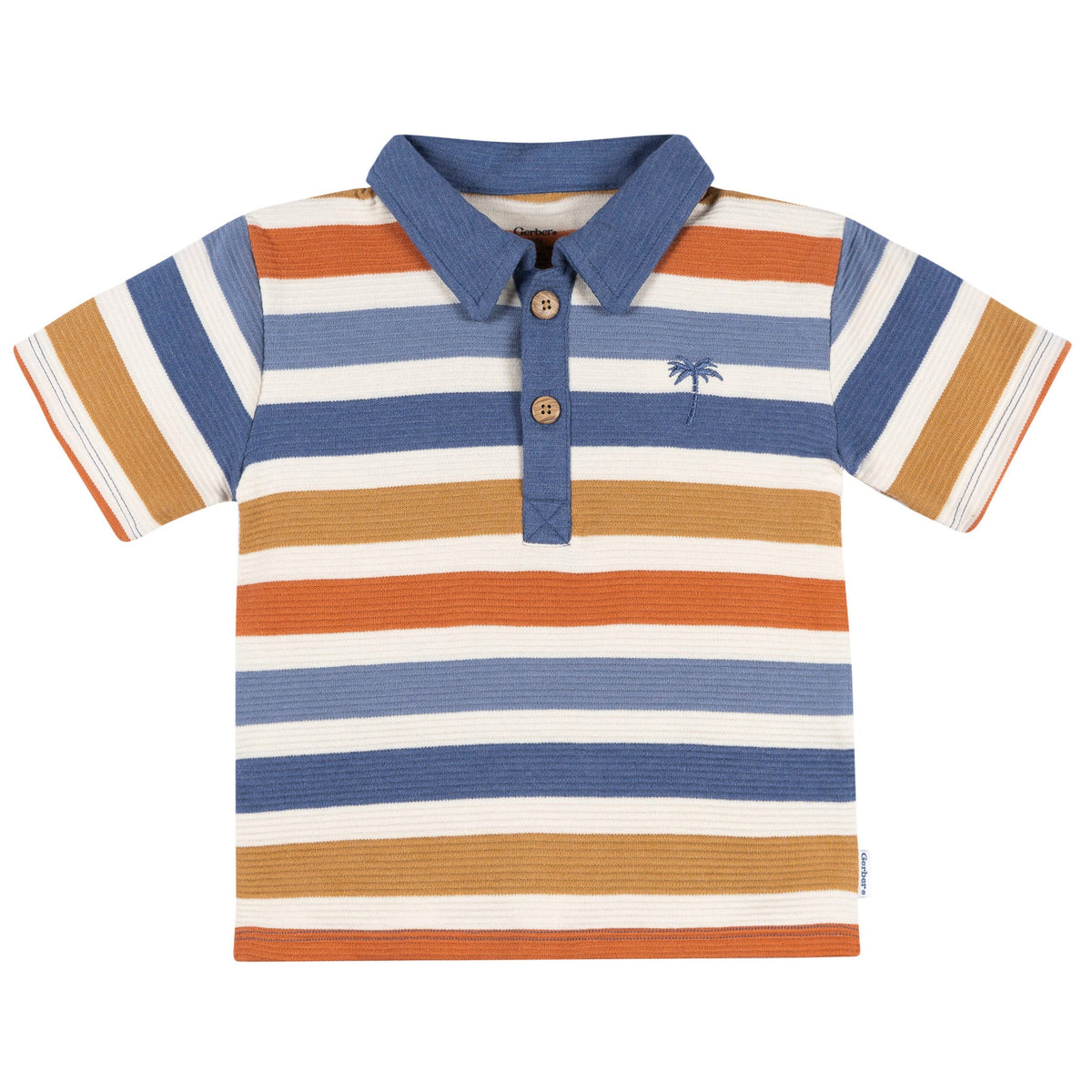 2-Piece Infant & Toddler Boys Brown & Blue Polo Shirt and Shorts Set, view 2