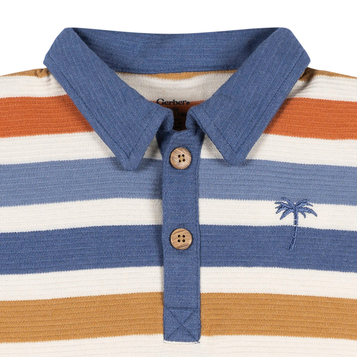 2-Piece Infant & Toddler Boys Brown & Blue Polo Shirt and Shorts Set, view 3