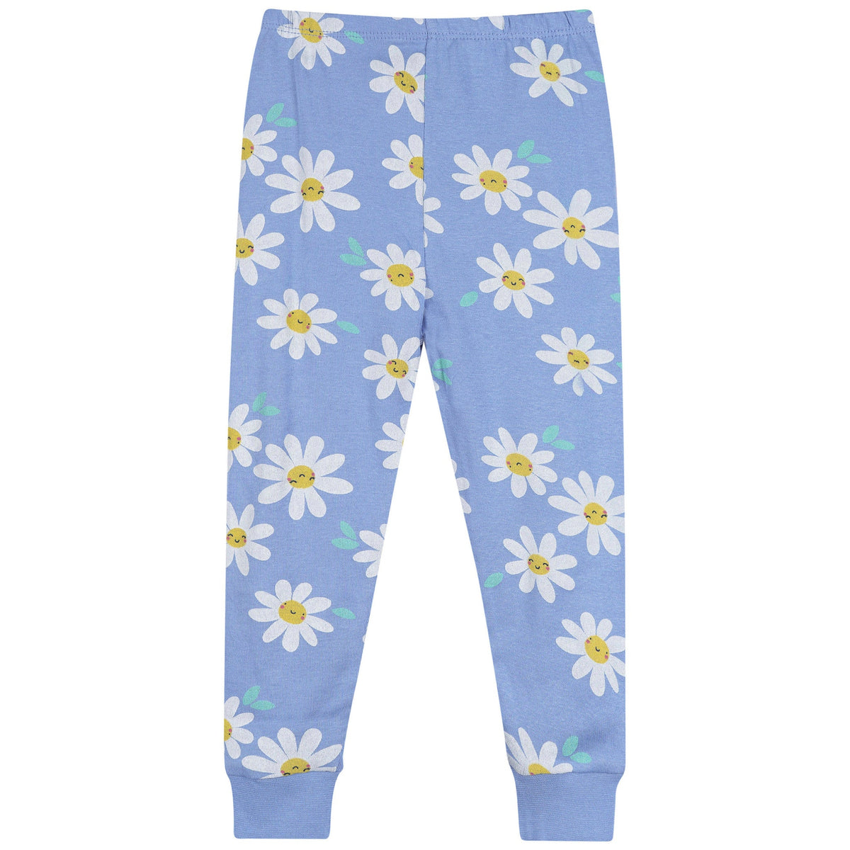 2-Piece Infant & Toddler Girls Blue Daisies Cotton Pajama Set, view 5