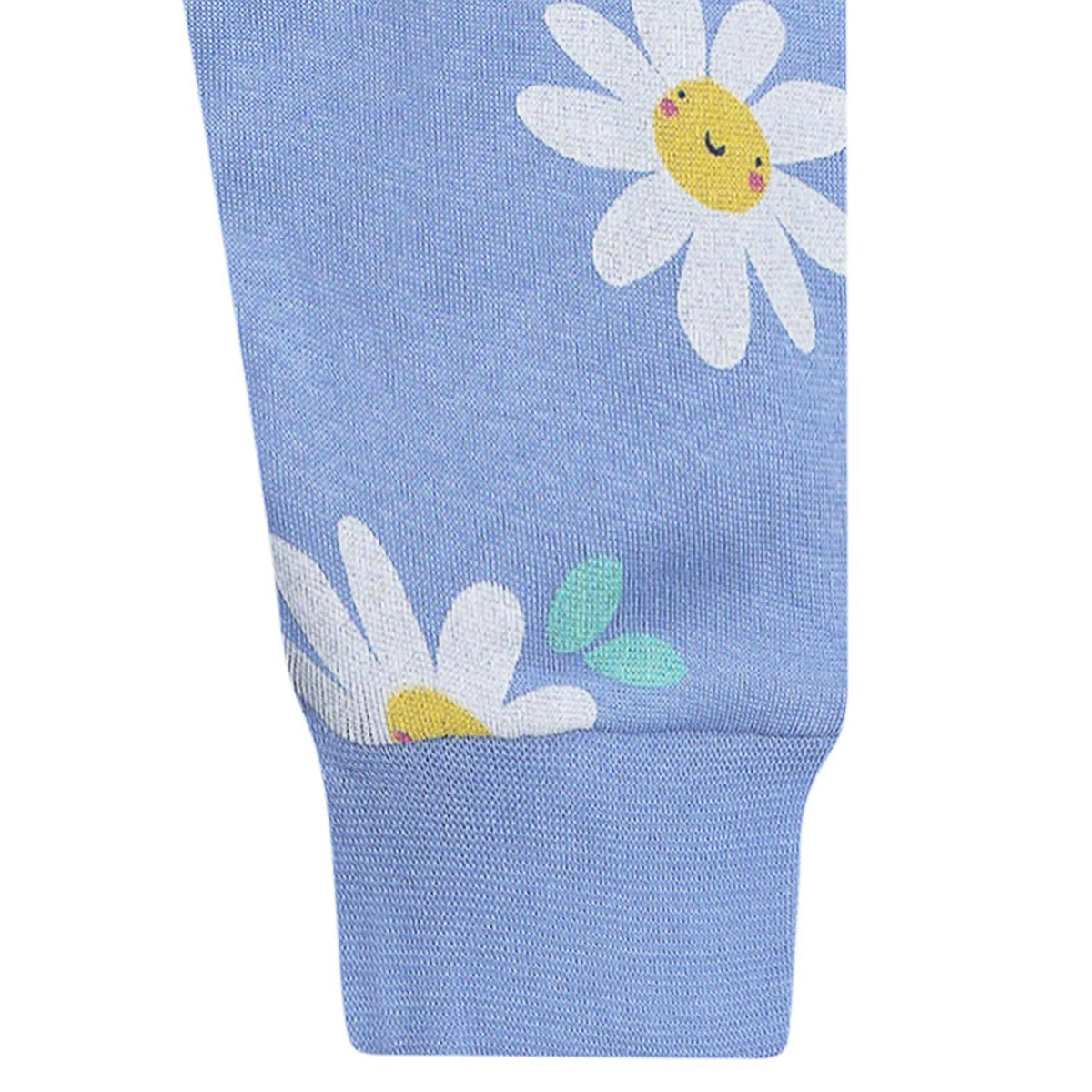 2-Piece Infant & Toddler Girls Blue Daisies Cotton Pajama Set, view 7