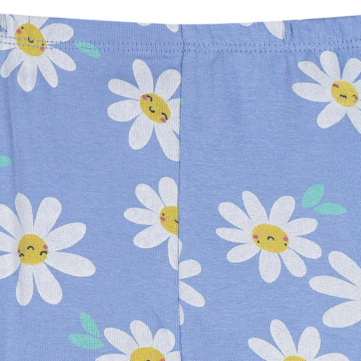 2-Piece Infant & Toddler Girls Blue Daisies Cotton Pajama Set, view 6