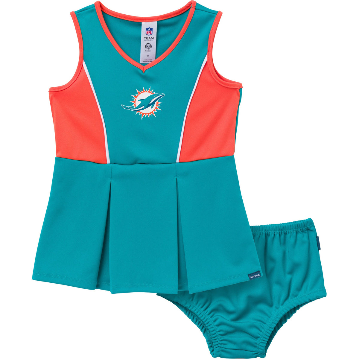 2-Piece Infant & Toddler Girls Miami Dolphins Dress and Panty Cover Set