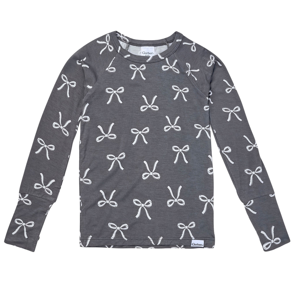 2-Piece Infant & Toddler Girls Gray Bow Tight Fitting Pajamas-Gerber Childrenswear Wholesale