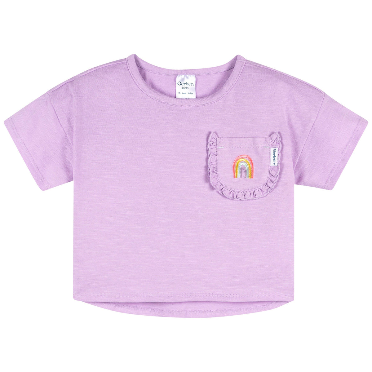 2-Piece Infant & Toddler Girls Lavender Pocket Tee and Shorts Set, view 2