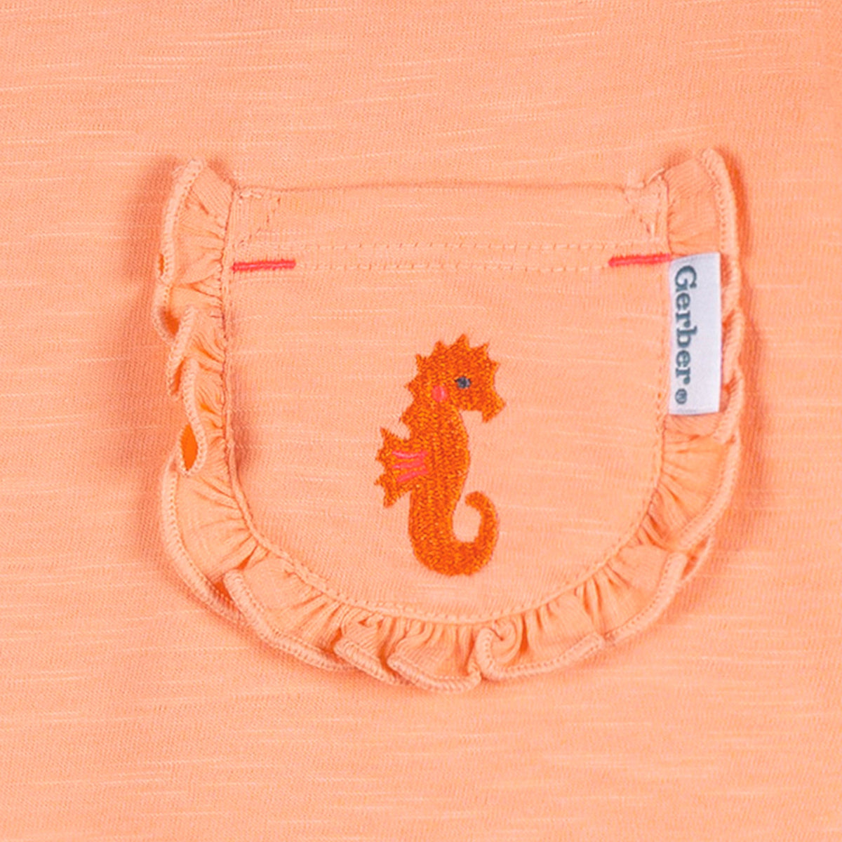 2-Piece Infant & Toddler Girls Peach Pocket Tee and Shorts Set, view 4