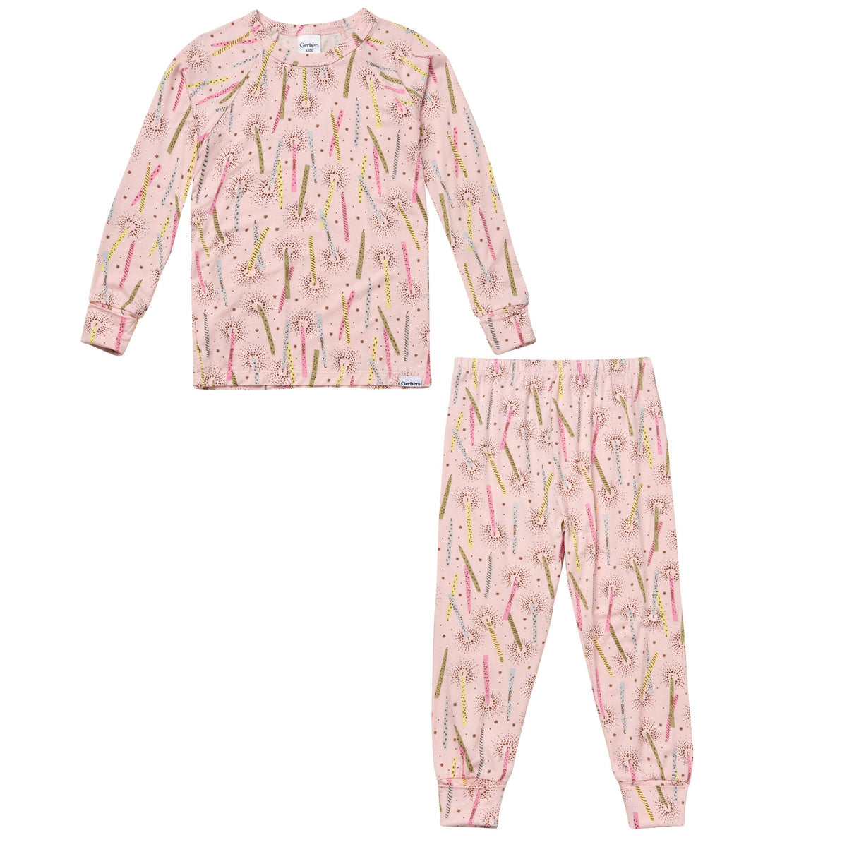 2-Piece Infant & Toddler Girls Pink Candle Tight Fitting Pajamas-Gerber Childrenswear Wholesale