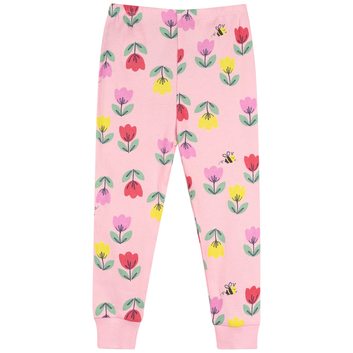 2-Piece Infant & Toddler Girls Pink Tulips Cotton Pajama Set, view 5