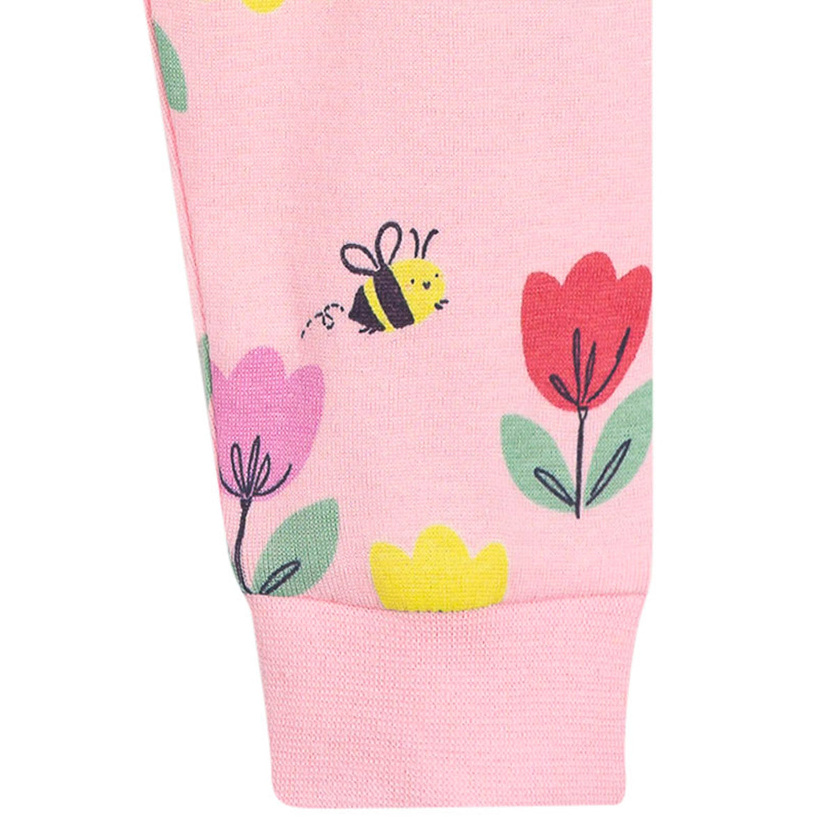 2-Piece Infant & Toddler Girls Pink Tulips Cotton Pajama Set, view 7