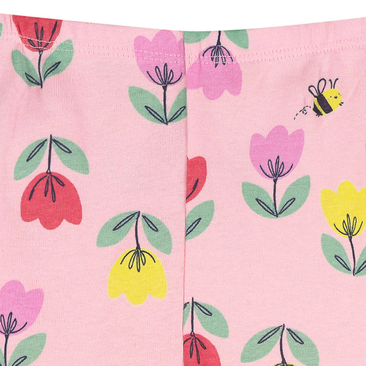 2-Piece Infant & Toddler Girls Pink Tulips Cotton Pajama Set, view 6