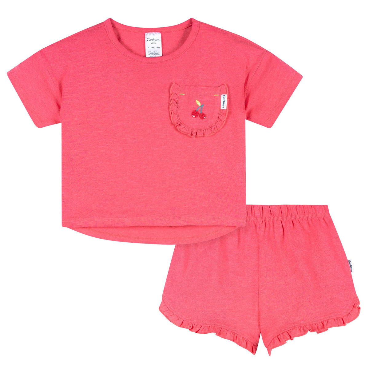 2-Piece Infant & Toddler Girls Rose Pocket Tee and Shorts Set