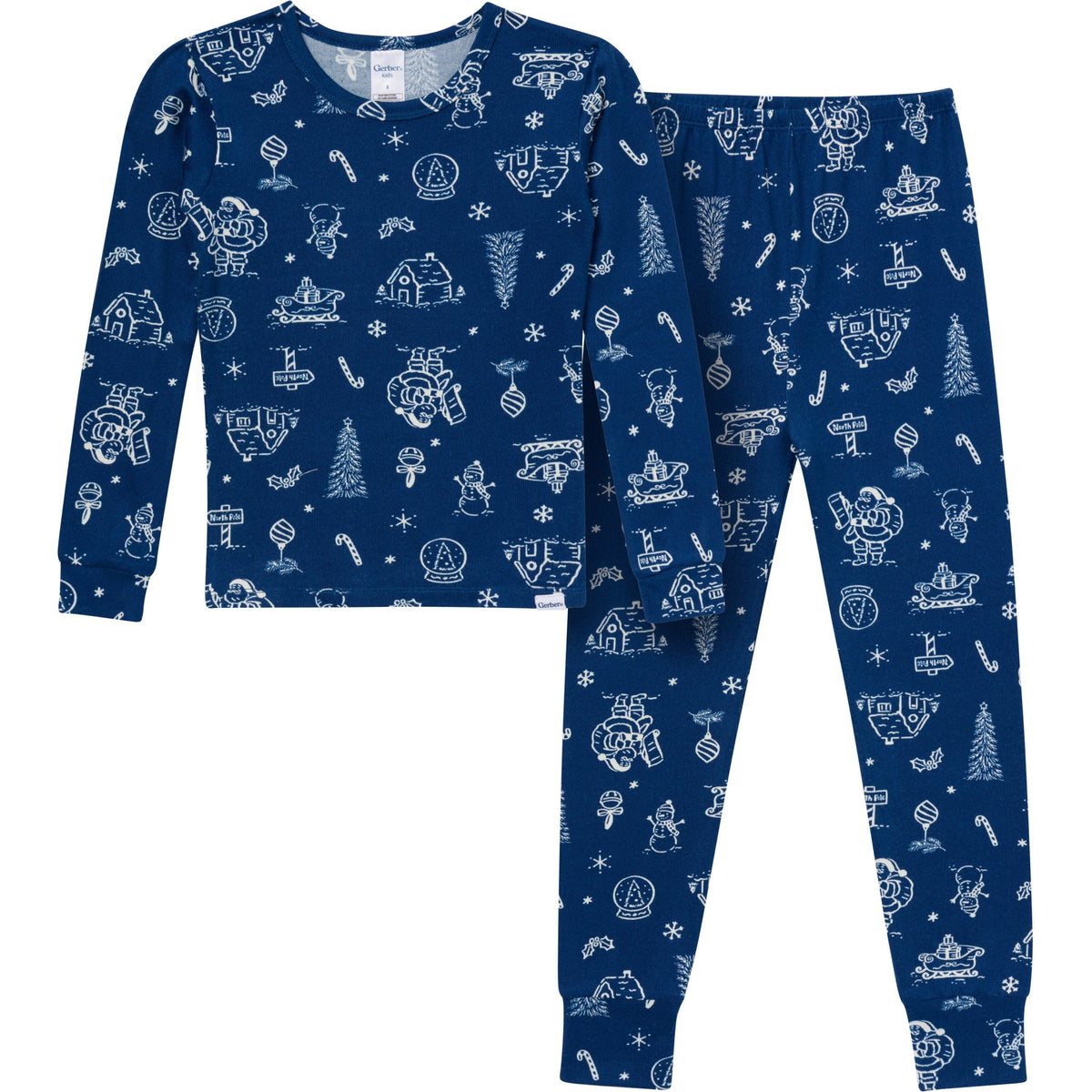 2-Piece Infant & Toddler Neutral Navy Toile Snug Fit Pajamas-Gerber Childrenswear Wholesale