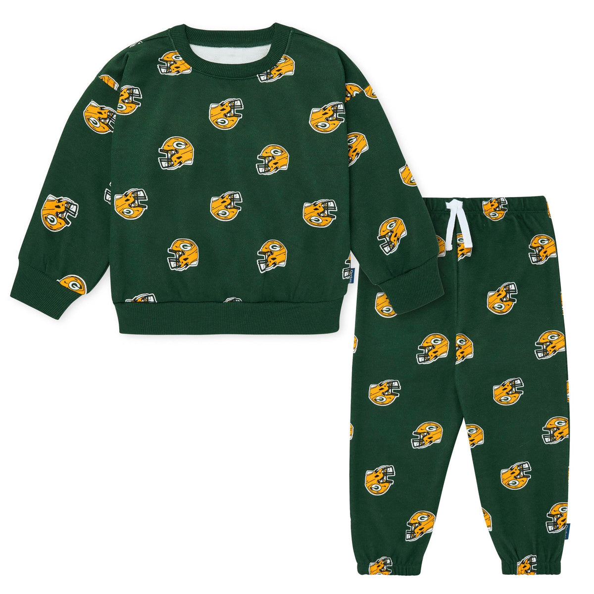 2-Piece Infant & Toddler Neutral Green Bay Packers Sweatshirt and Pant Set