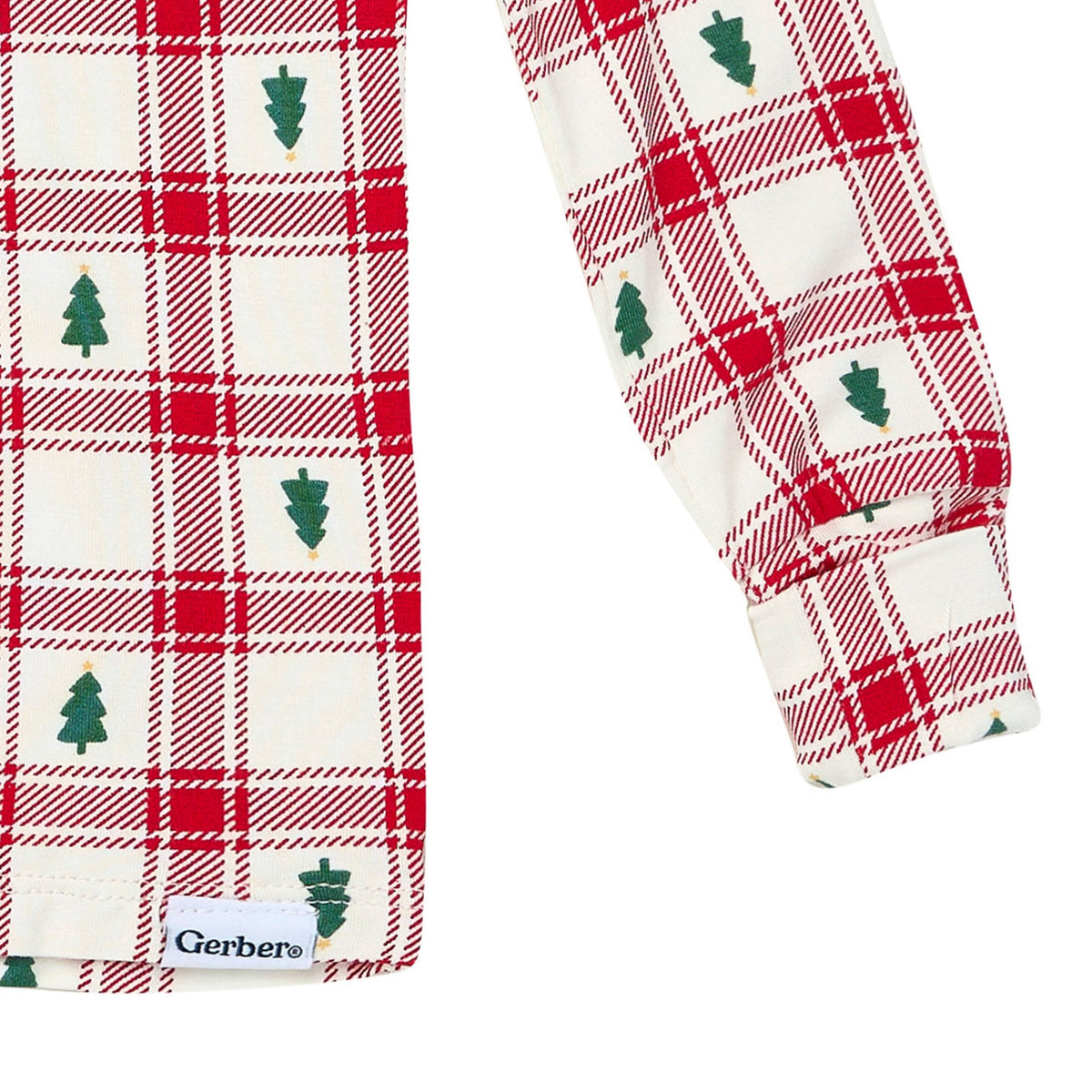 2-Piece Infant & Toddler Neutral Plaid Tree Tight Fitting Pajamas-Gerber Childrenswear Wholesale
