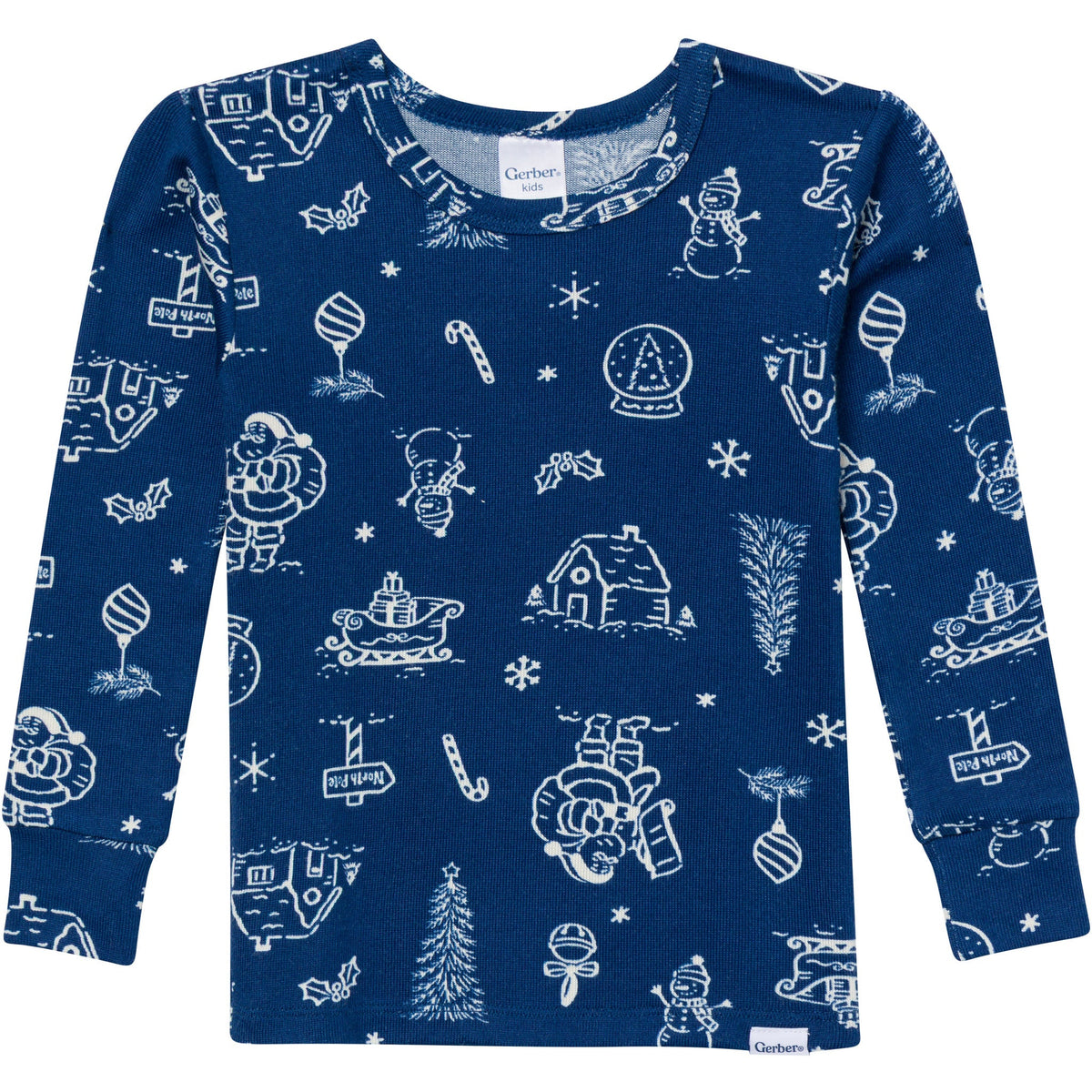2-Piece Kids Neutral Navy Toile Pajamas-Gerber Childrenswear Wholesale