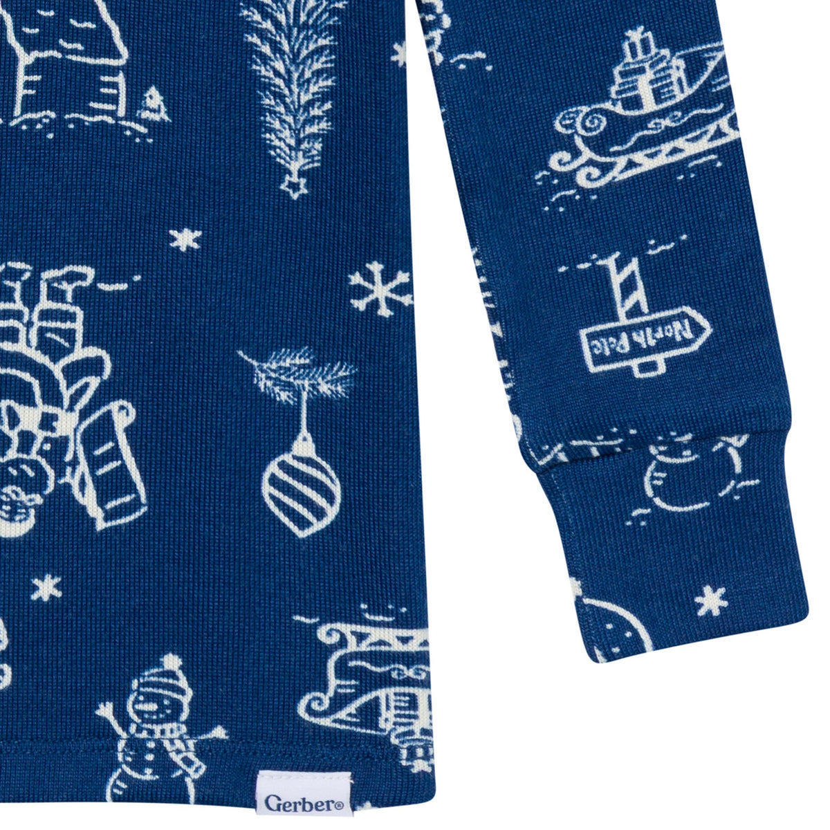 2-Piece Kids Neutral Navy Toile Pajamas-Gerber Childrenswear Wholesale