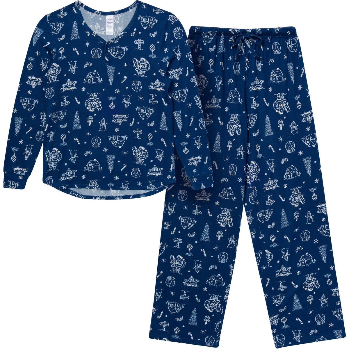 2-Piece Women's Navy Toile Pajamas-Gerber Childrenswear Wholesale