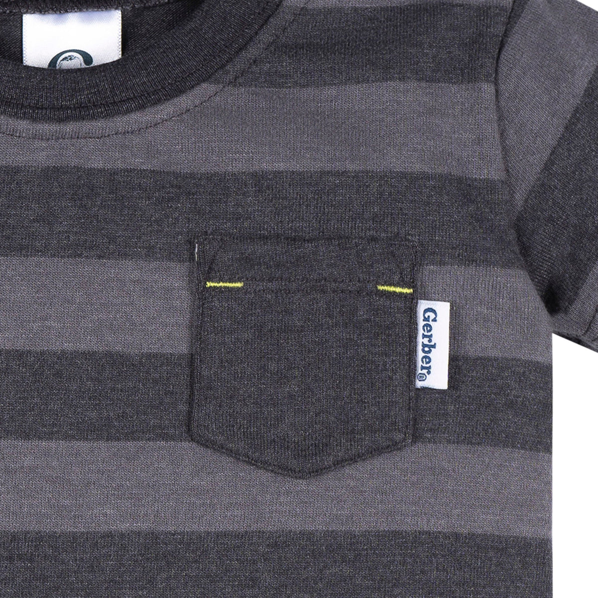 3-Pack Baby & Toddler Boys Blue and Gray Short Sleeve T-Shirts, view 3
