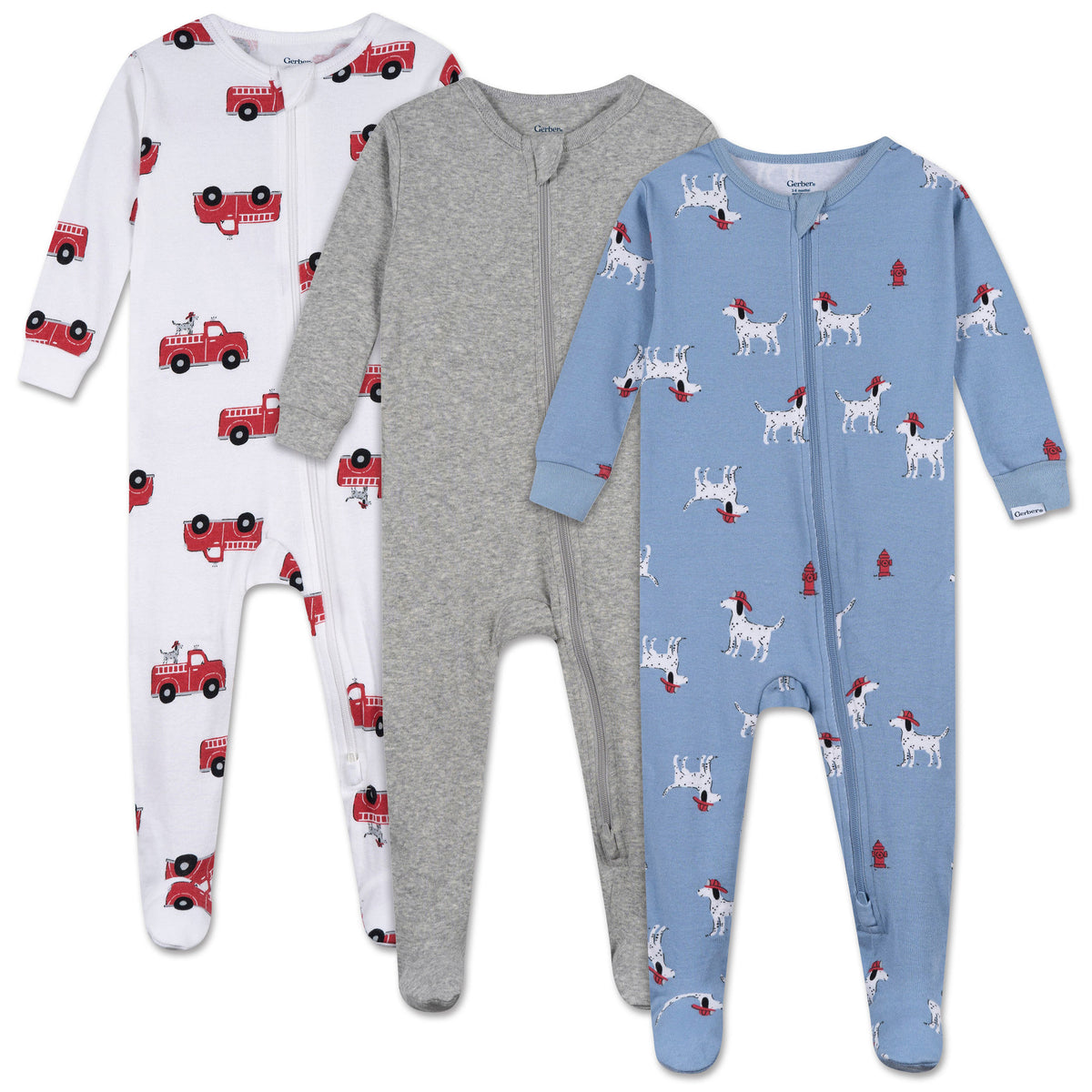 3-Pack Baby & Toddler Boys Dog Snug Fit Footed Pajamas