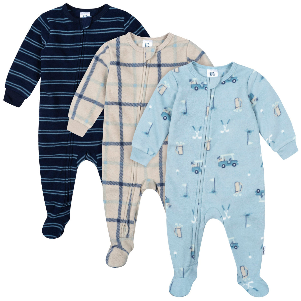 3-Pack Baby & Toddler Boys Golf Footed Fleece Pajamas-Gerber Childrenswear Wholesale