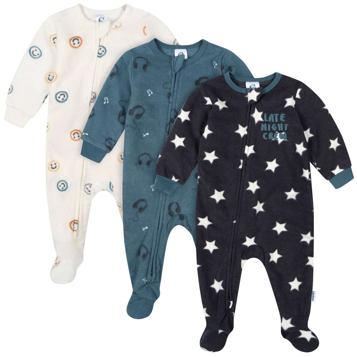 3-Pack Baby & Toddler Boys Stars Footed Fleece Pajamas-Gerber Childrenswear Wholesale