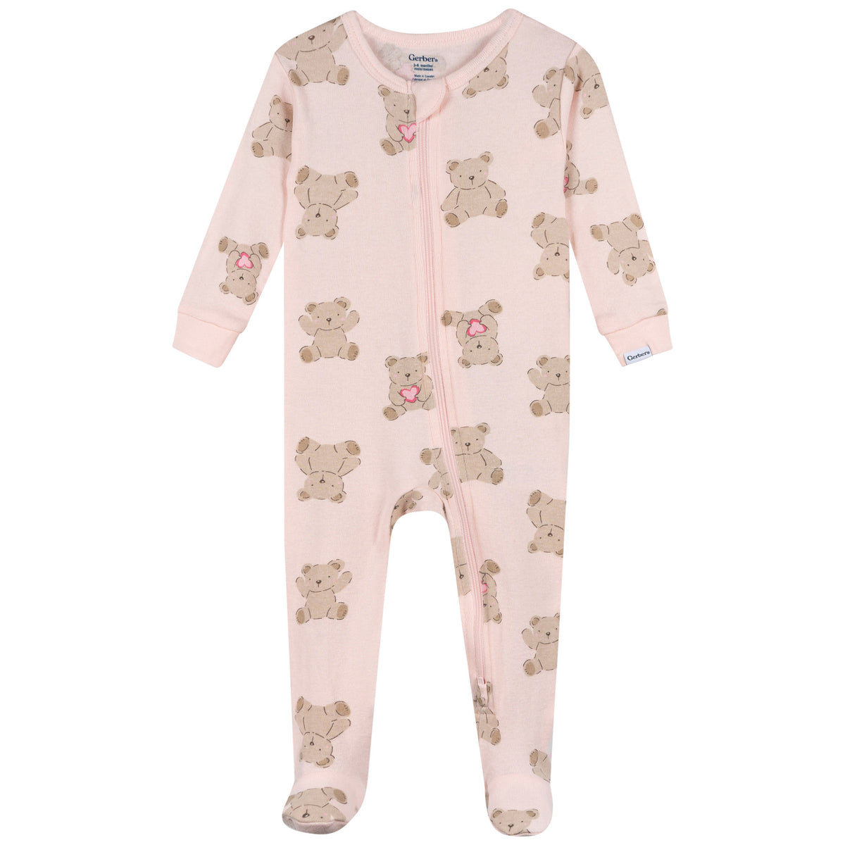 3-Pack Baby & Toddler Girls Bears Snug Fit Footed Pajamas