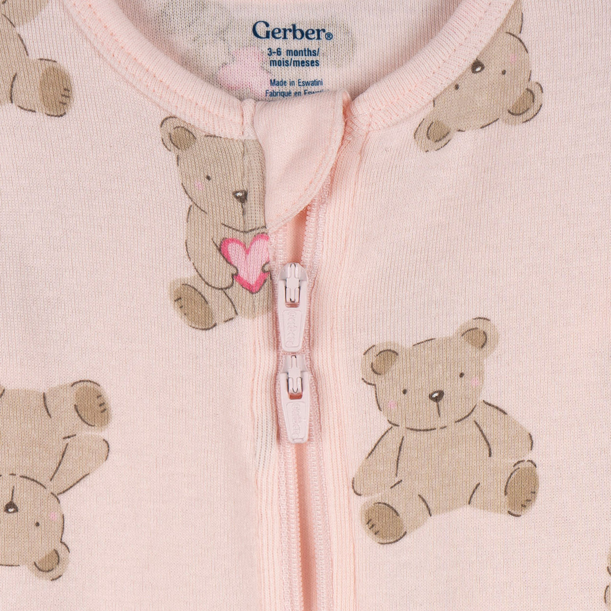 3-Pack Baby & Toddler Girls Bears Snug Fit Footed Pajamas
