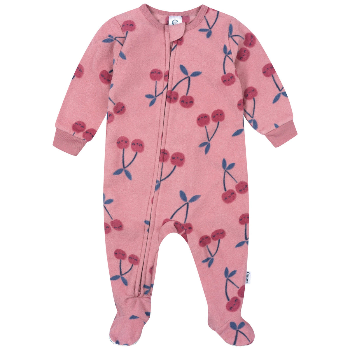3-Pack Baby & Toddler Girls Cherries Footed Fleece Pajamas-Gerber Childrenswear Wholesale