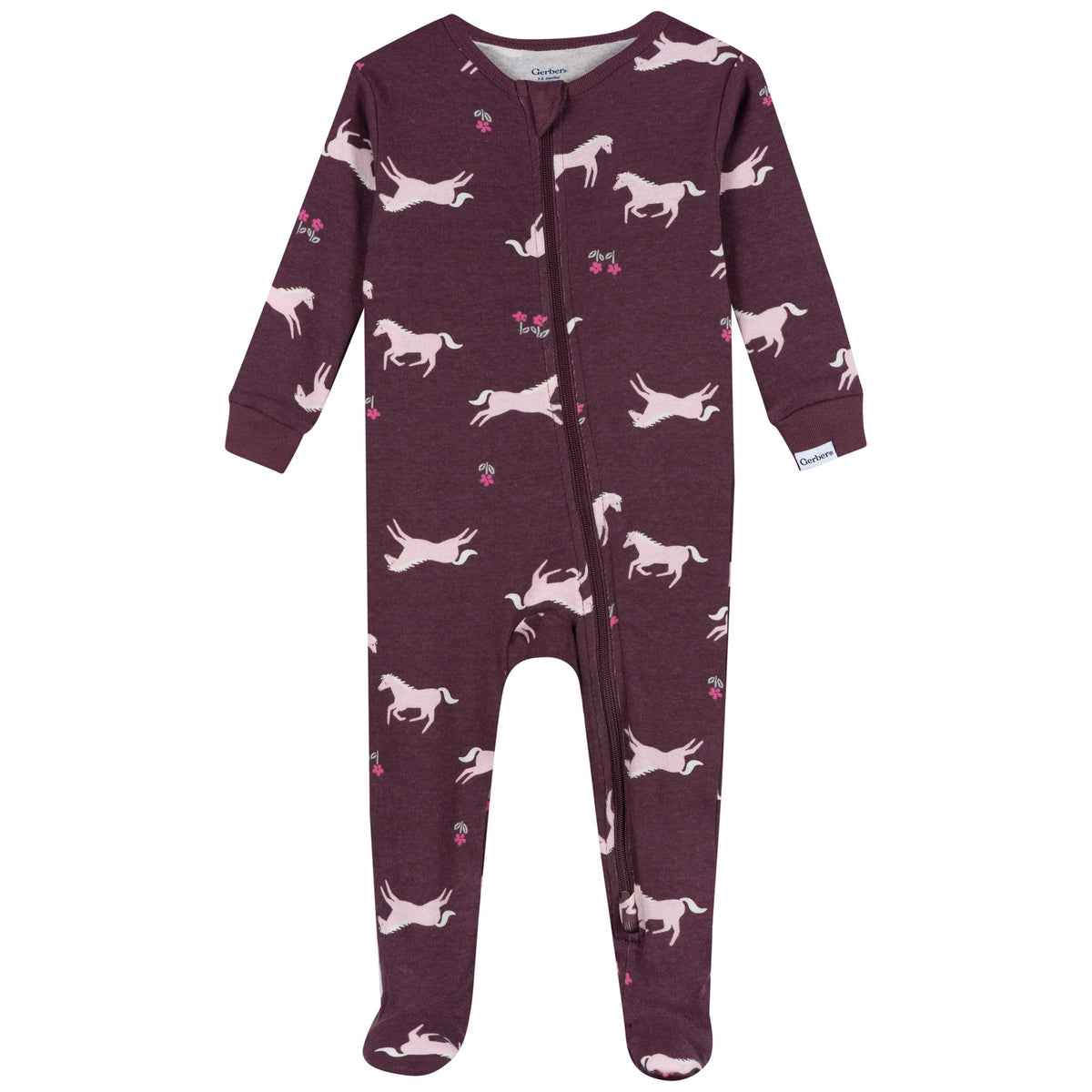 3-Pack Baby & Toddler Girls Horses Snug Fit Footed Pajamas