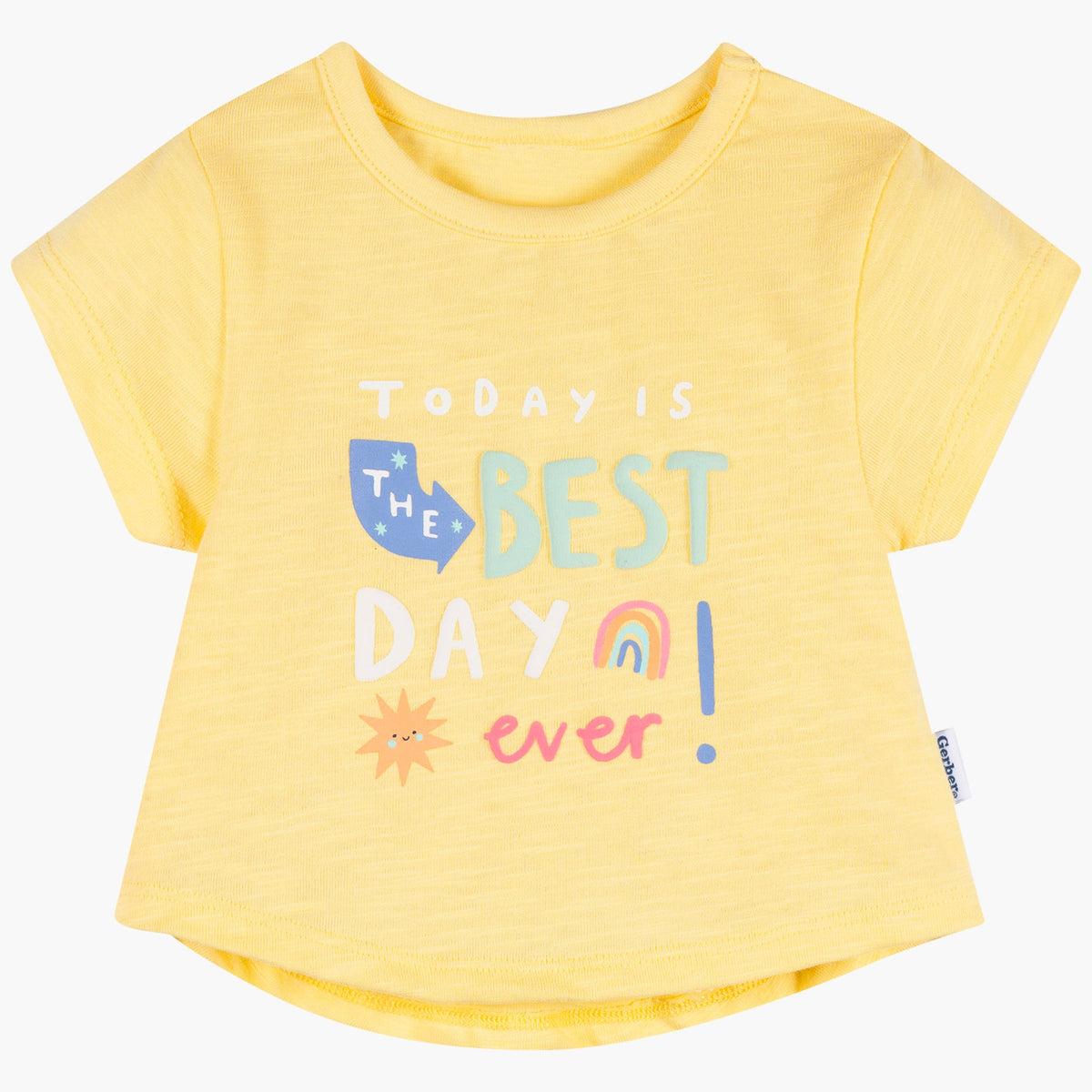 3-Pack Baby & Toddler Girls Peach, Green and Yellow Short Sleeve T-Shirts, view 2