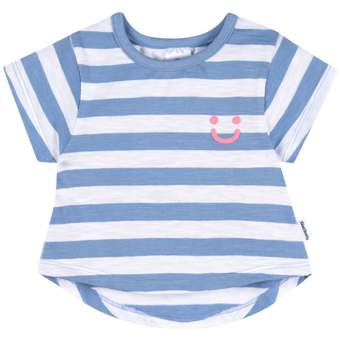 3-Pack Baby & Toddler Girls Pink, Blue and White Short Sleeve T-Shirts, view 2
