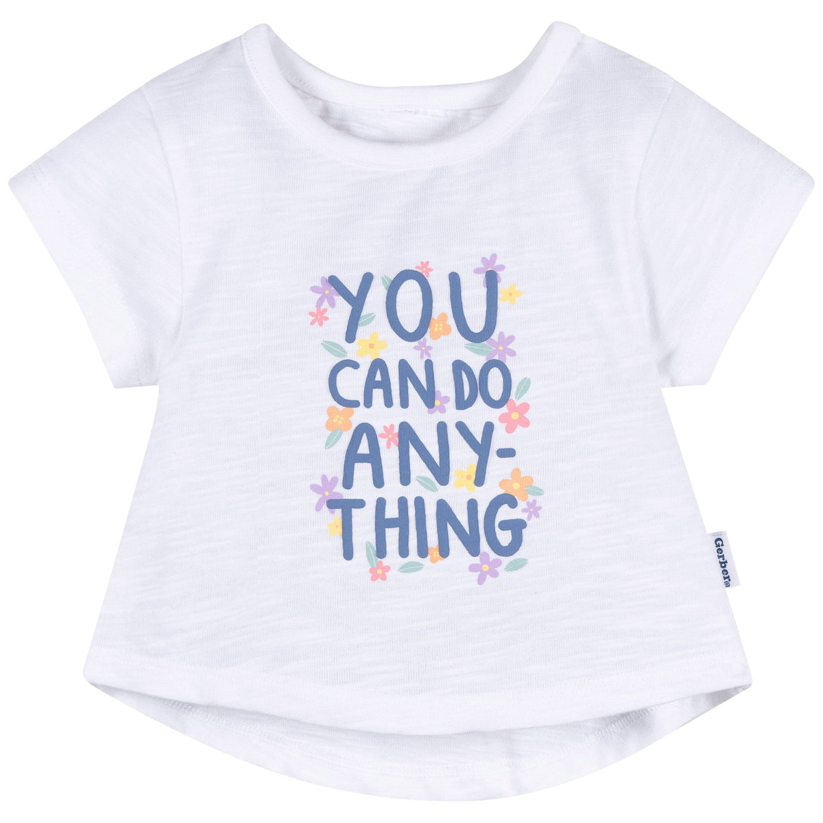 3-Pack Baby & Toddler Girls Pink, Blue and White Short Sleeve T-Shirts, view 5