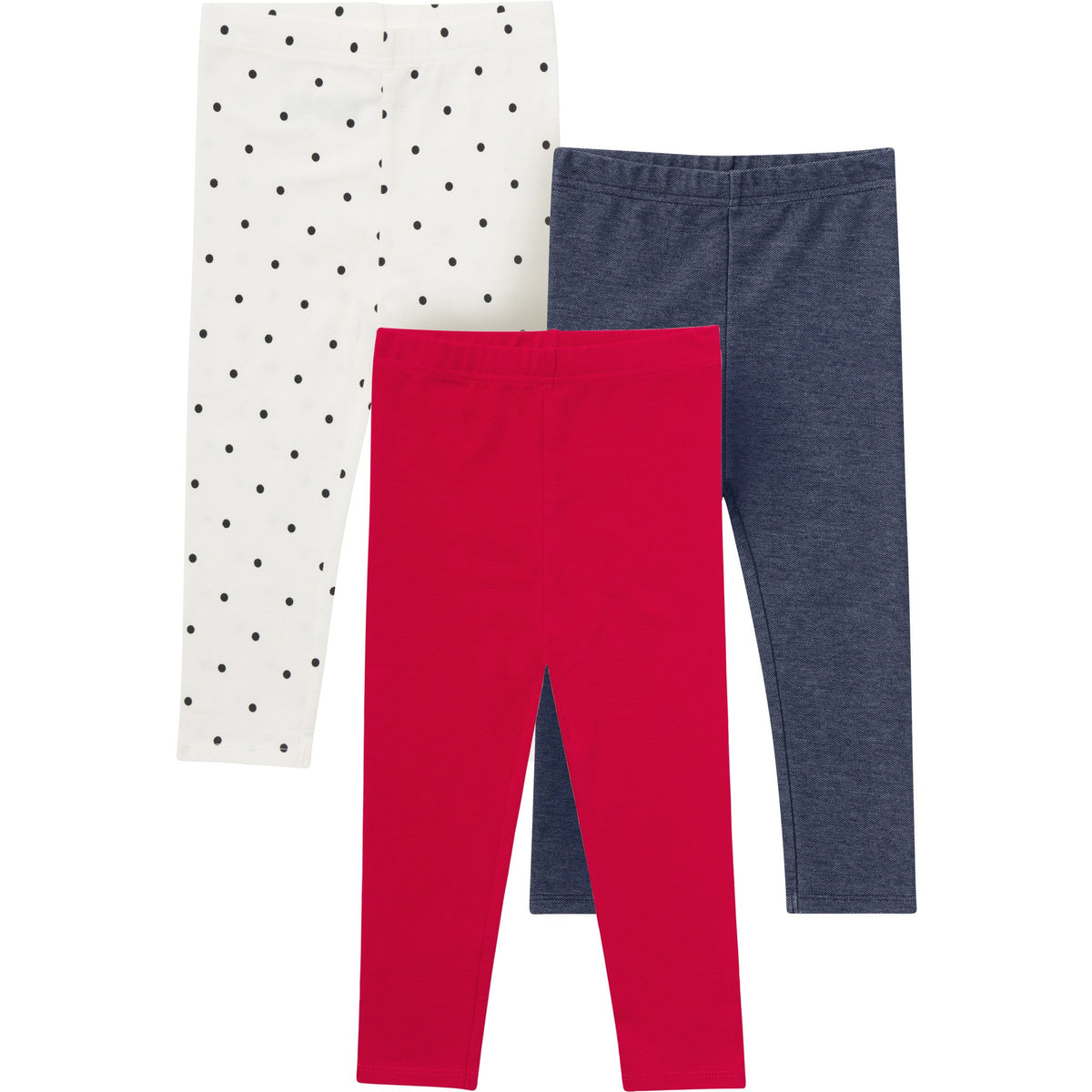 3-Pack Baby & Toddler Girls Red, Blue and Polka Dot Jeggings